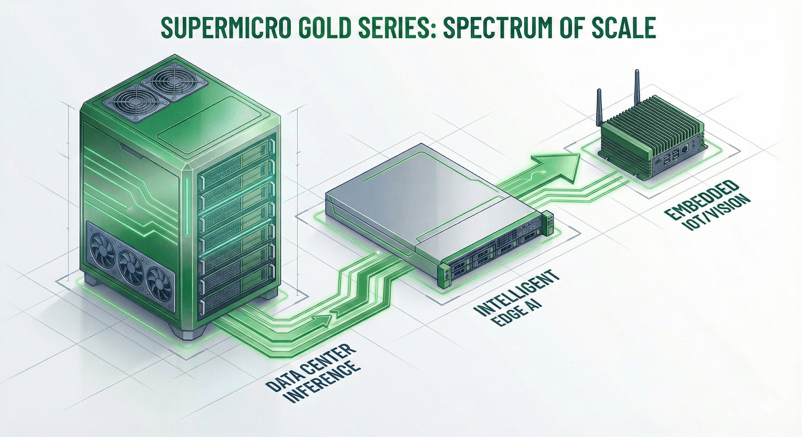 Illustrated graphic of different SuperMicro GOLD SERIES products