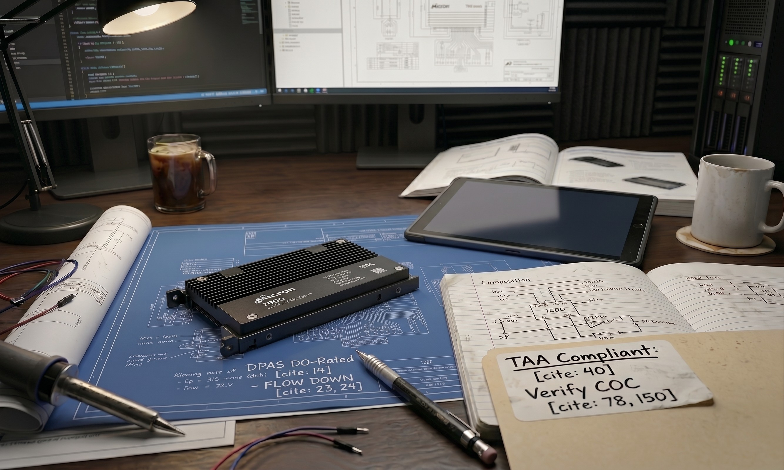 Desk with TAA Compliant Micron 7600